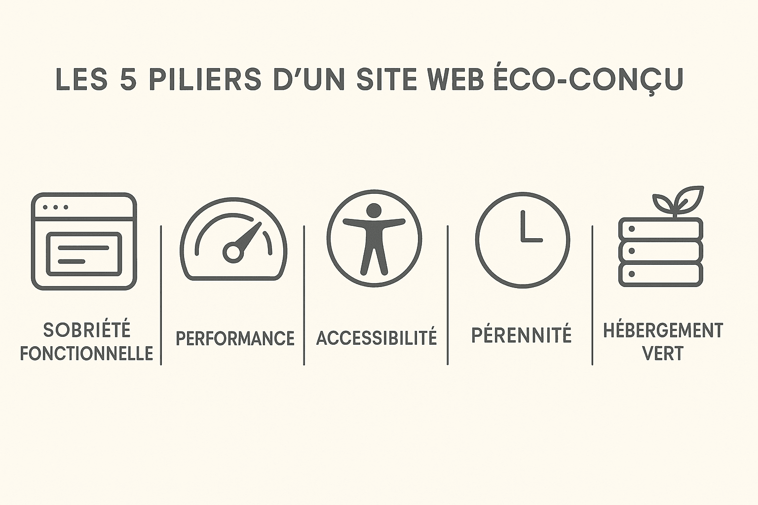 Illustration des 5 piliers d'un site web éco-conçu