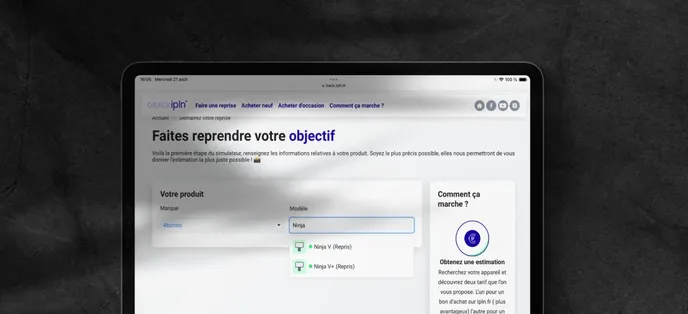 Illustration du site BACK ipln dans une tablette Illustration du site BACK ipln dans une tablette