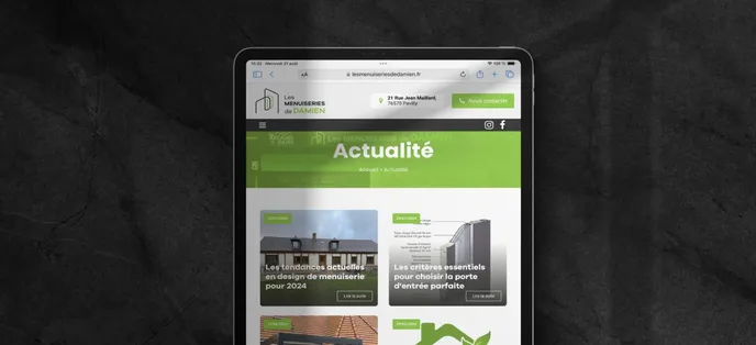 Illustration du site Les Menuiseries de Damien dans une tablette
