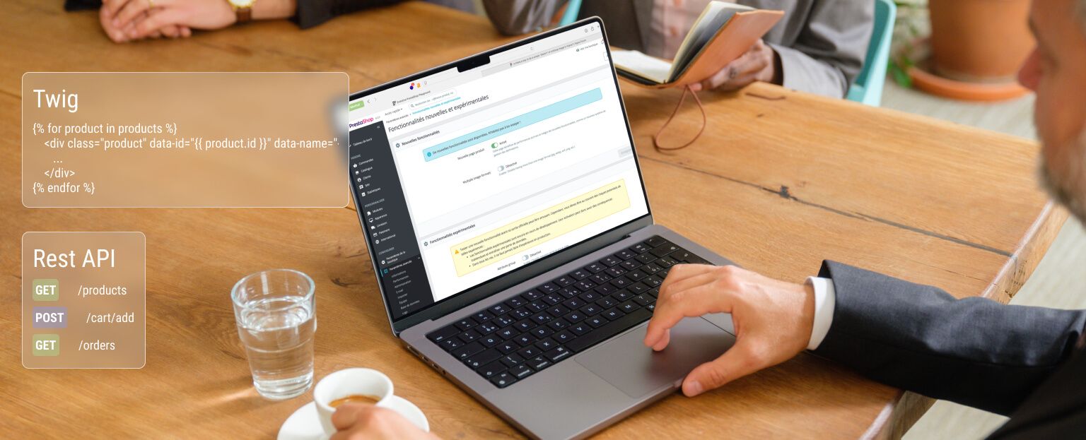 Illustration des nouveautés de Prestashop 9 avec l'ajout de Symfony & la refonte de l'API REST