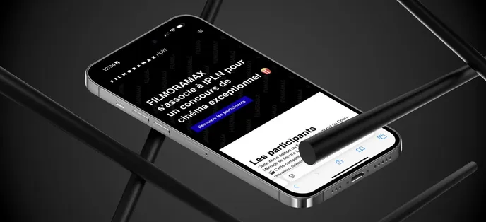 Illustration du projet Filmoramax sur un téléphone Illustration du projet Filmoramax sur un téléphone