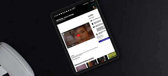 Illustration du projet Filmoramax sur une tablette Illustration du projet Filmoramax sur une tablette
