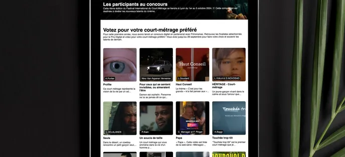 Illustration du projet Filmoramax sur une tablette Illustration du projet Filmoramax sur une tablette